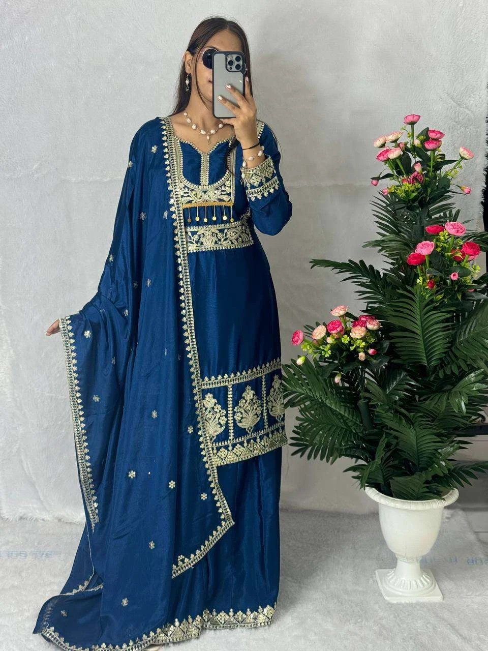 Vardan Ethnic Hk 1649 Chinon Silk Wholesale Designer Readymade Salwar Suit — Wholesale Readymade Suit, MPA wholesale from Surat - Gallery Image 2